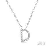 10KW Diamond Initial "D" Pendant w/ 0.05 ctw & 18"