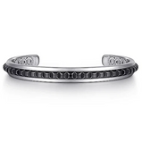 Sterling Silver Open Cuff Bracelet with Black Grommets