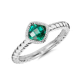 Sterling Silver Created Emerald Ring