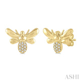 Yellow Gold Bumble Bee Earrings, 0.06CTW