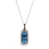 14K Vanilla Gold 3.85Carat TW Blue Topaz 0.28Carat TW Diamonds Pendant