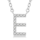 10K White Gold Diamond Initial "E" Necklace, 0.05 Carat TW