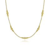 14K Yellow Gold  Graduated Bujukan Beads Station Necklace