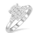 14K White Gold 0.75Carat TW Diamond Oval Cluster "Lovebright