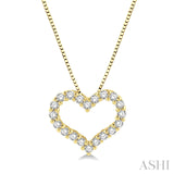 14K Yellow Gold Diamond Heart Pendant, 0.25 Carat TW