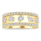 14K Yellow Gold 5-Stone Mixed Shape Diamond Fashion Band, 0.90Carat TW