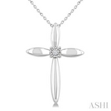 Sterling Silver Diamond Cross Pendant, 0.03Carat TW