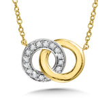 14K Two Tone Intertwining Diamond Loop Necklace , 0.08 Carat TW