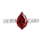 14KW  1.72CT Lab Grown  Flame Ruby with .26CTW LG Diamond Ring  6.5