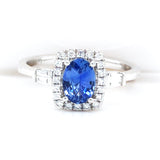 14KW Diamond & Celyon Sapphire Ring with Diamonds w/ 0.21 ctw Diamonds & 0.70 ctw Sapphire, Size 7