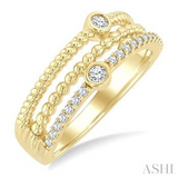 10K Yellow Gold Diamond Triple Row Fashion Ring, 0.20Carat TW