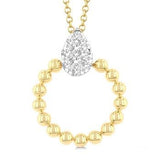 10K Yellow Gold Diamond Bead Shank Pear Shape Lovebright Pendant, 0.15Carat TW