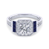 14KW Diamond and Sapphire Engagement Semi-Mountn Ring, .40 CTW