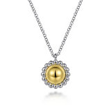 Sterling Silver/14K Yellow Gold Bujukan Fashion Pendant with Beaded frame