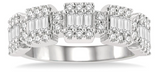 14KW .75CTW Fushion Diamond Ring Baguette and Round Cut