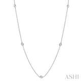 14K White Gold Diamond Station Necklace, 0.50 Carat TW