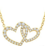 10K Yellow Gold .25Carat TW Diamond Interlocked Heart Necklace 18