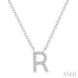 10K White Gold Diamond Initial Necklace- "R", 0.05 Carat TW