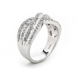 18KW Diamond Cross Over Fashion Ring w/ 0.98 ctw, Size 6.5