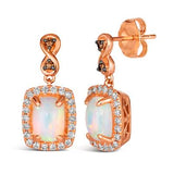 14K Rose Gold Opal & Diamond Earrings w/ 1.0 CTW Opal & 0.30 CTW Dia.