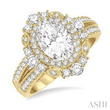 14 Karat Yellow Gold Semi-mount Engagement Ring, 0.85 Carat tw