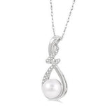 White Gold Pearl and Diamond Fashion Pendant