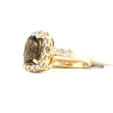 14KY Chocolate Quartz & Nude Diamond Ring w/ 2.74 ctw, Size 7