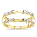 14K Yellow Gold Round Cut Diamond Insert Ring Guard, 0.47 Carat TW