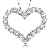 14KW Heart Charm Diamond Pendant w/ 0.75 ctw & 18" Adjustable Cable Chain