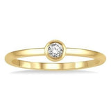 10K Yellow Gold Bezel Set Diamond Fashion Ring, 0.10 Carat TW