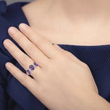 10K White Gold Amethyst and Diamond Past Present & Future Ring, 0.10 Carat dia. TW