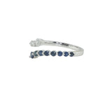 14K White Gold 0.40Carat TW Sapphire Round Cut & 0.30Carat TW Diamond Fashion Ring G-H SI 2 Size 7