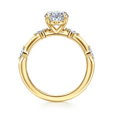 14K Yellow Gold 2.0Carat Diamond Marquise Center with .16 Carat TW Diamonds