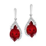 14K White Gold Lab Grown Ruby and Diamond Earrings, 3.45 Carat TW