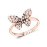 14K Rose Gold Ombre Butterfly Ring featuring Chocolate Diamonds, 0.60 Carat TW