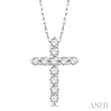 14K White Gold Diamond Fashion Cross Pendant, 0.10Carat TW