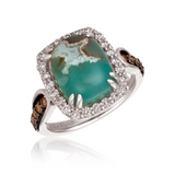 14K Vanilla Gold LeVian 0.76Carat TW Diamond with 6.0Carat TW Peacock Aquaprase