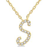 10K Yellow Gold Diamond "S" Script Necklace, 0.05 Carat TW