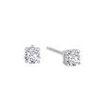 Sterling Silver & Platinum Round Lassaire Simulated Diamond CZ Studs w/ 0.50 ctw