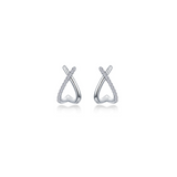 Sterling Silver Dainty Criss-Cross Huggie Earrings, 0.22 Carat TW CZ's