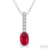 10K White Gold Diamond and Ruby Pendant, 0.07 Carat Dia. TW