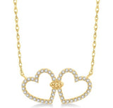 10K Yellow Gold Twin Heart Necklace, .25CTW