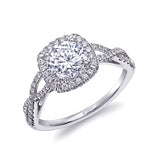 14KW Fishtail Diamond Engagement Semi-Mount Ring w/ 0.31 ctw, Size 6.75