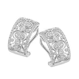 .70 CTW 18KW Gold Textured Oval Diamond Huggie  Earrings