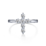 Sterling Silver Cross Ring, 0.30 Carat TW