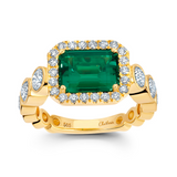 14K Yellow Gold (2ctw)Lab Grown Emerald and Diamond Ring, 1.42 Carat TW