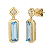 14K Honey Gold 3.14Carat TW Ocean Blue Topaz and 0.09Carat TW Diamond Earrings