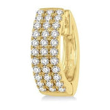 Yellow Gold Diamond Triple Row Huggie Earrings