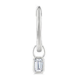 14K White Gold Bezel Set Huggie Earrings with .30 Carat TW Emerald Cut Diamonds