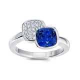 14KW 2.25Ct Chatham Created Blue Sapphire with .16CTW LG Diamond Ring  6.5